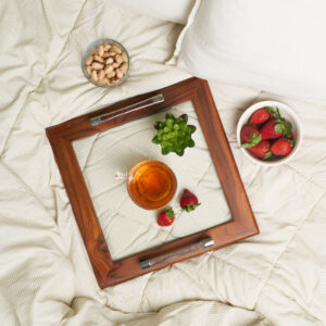 Wood & Glass Serving Tray